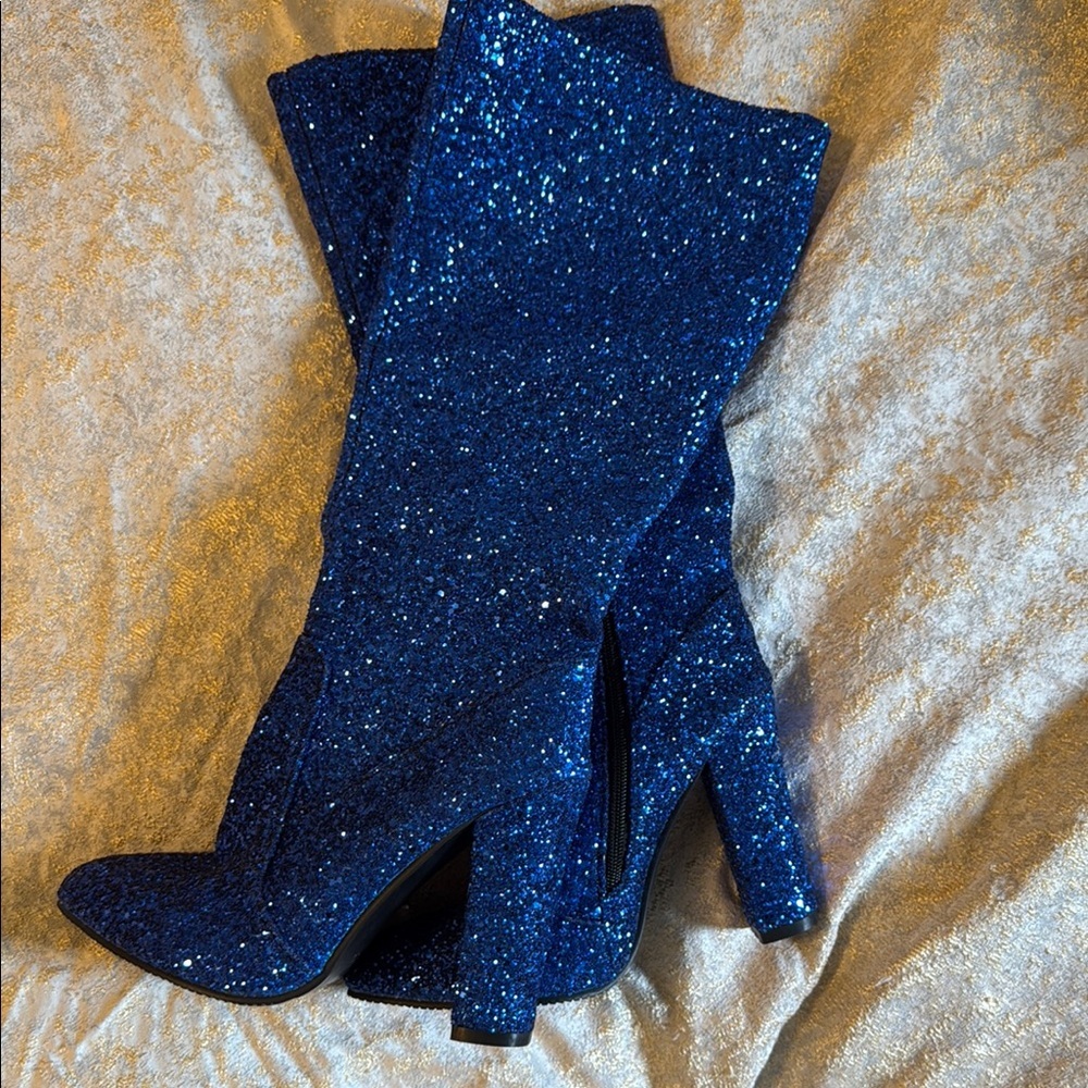 Blue Glitter Women's Boots